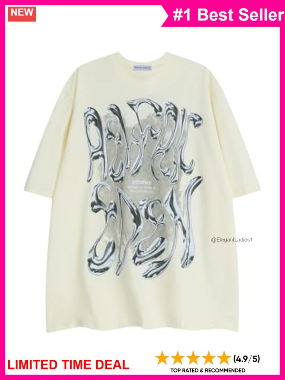 Oversized Metalic Graphic Tee Crewneck Short Sleeve Unisex Y2k Streetwear Top